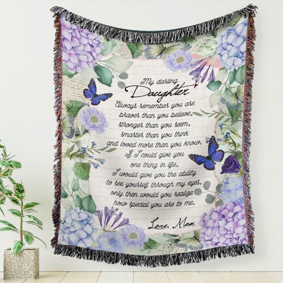 Daughter Gift from Mom Blanket - Teen Room Decor Birthday Teenage Girls Gifts Ideas - Mother Daughter Gift - Sofa Throw Blanket, Woven Throw Blanket 50x60