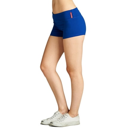 Vapor Spandex Short - Essential Basic Junior Women Fold Over Low Rise Short Cotton Spandex Yoga Dance