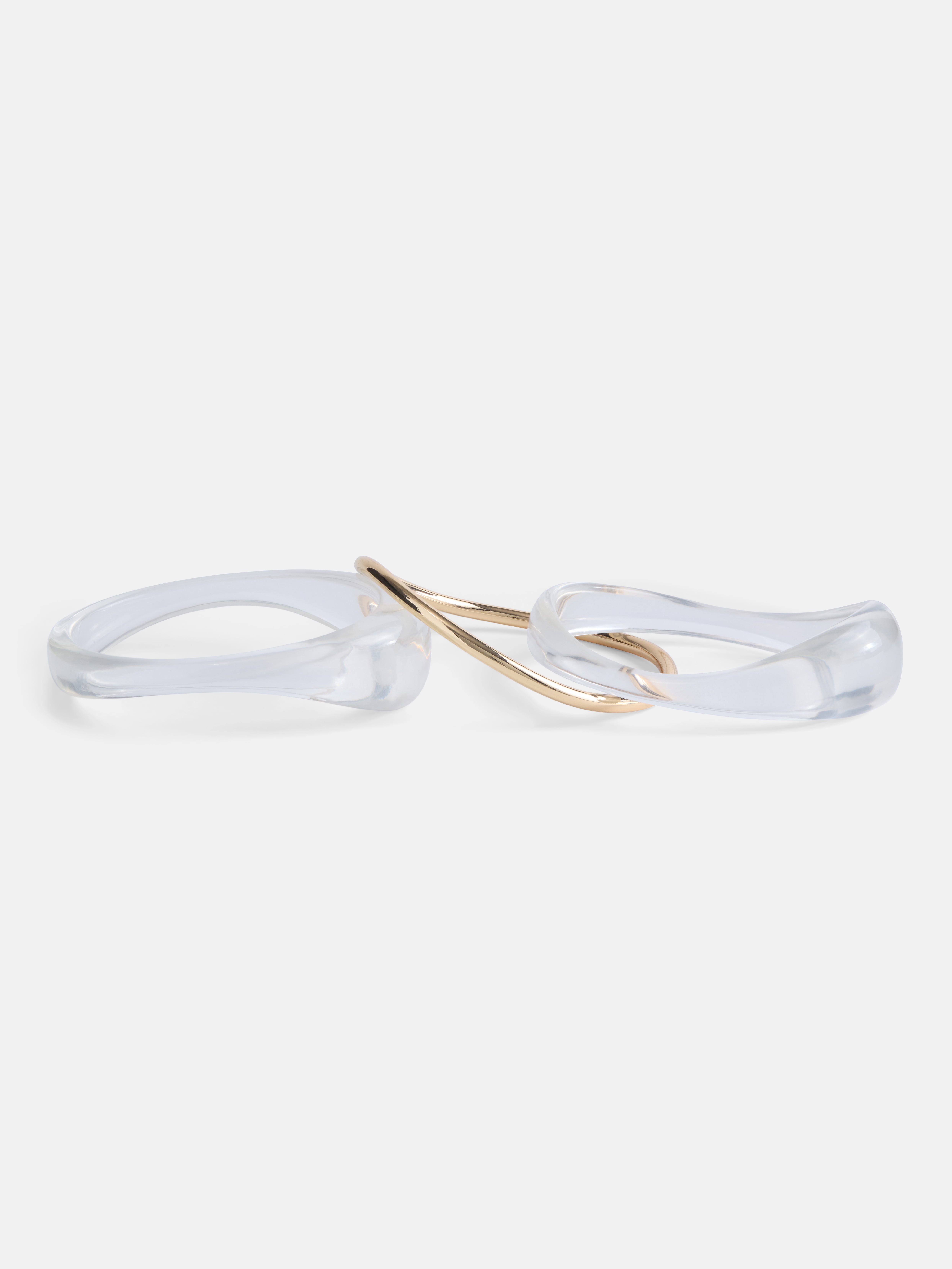 Scoop Women's Gold Tone & Acrylic Sculpted Bangle Bracelets, 3 Pieces