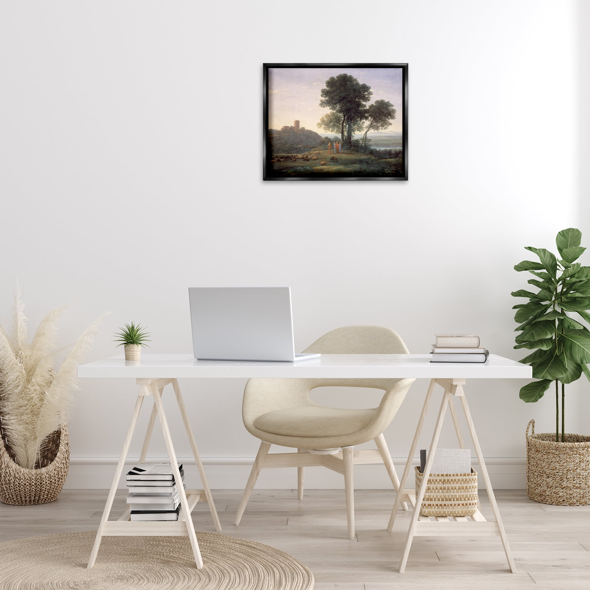 Stupell Industries Classic Claude Rural Landscape Landscape & Nature Painting Black Floater Framed Canvas Art Print Wall Art, 21 x 17
