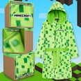 thumbnail image 2 of Bata de lana esponjosa de Minecraft para niños de 13 a 14 años, color verde, 2 of 6