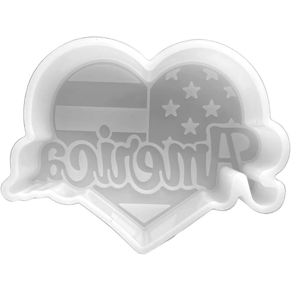 America Flag Heart Freshie Silicone Mold  Size 4.55" Wide x 3.5" Long x 1" Deep  4th of July America Heart Independence Day Design for Freshie Makers