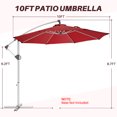 thumbnail image 2 of 10ft Aluminum Offset Hanging Patio Umbrella with Crank and Tilt, UV-Resistant Polyester Canopy for Poolside, Lawn, and Garden – Red, 2 of 8