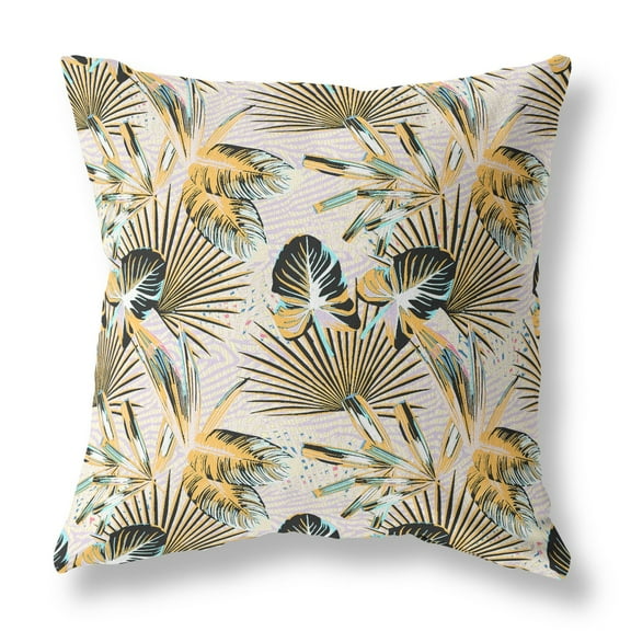 20â€ Yellow Black Tropical Indoor Outdoor Throw Pillow