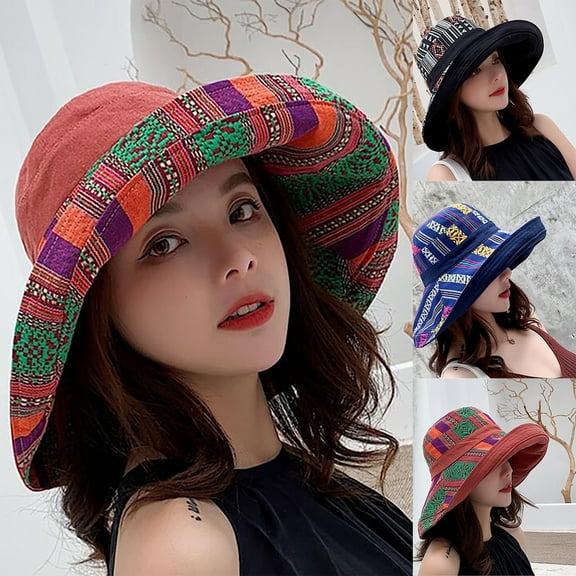 Travelwant Women's Packable Reversible Bucket Hat UV Sun Protection Wide Brim Summer Beach Cap