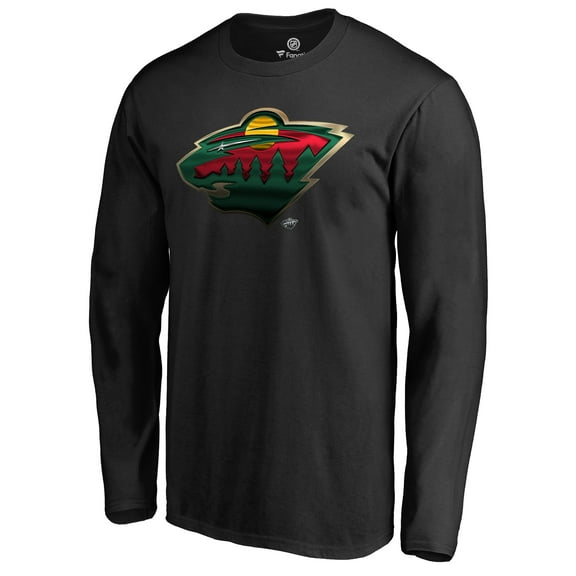 Men's Black Minnesota Wild Midnight Mascot Long Sleeve T-Shirt