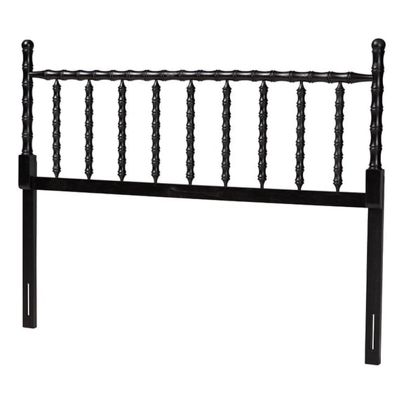 Baxton Studio Edaline Bamboo Motif Headboard Crafted Wood Panel Full Black