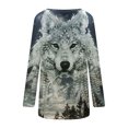 thumbnail image 5 of Ecqkame Womens Casual Long Sleeve Tops Clearance Women Fashion Casual Long Sleeve Round Neck Tops Loose Blouse Printed Shirts Light Gray S, 5 of 5