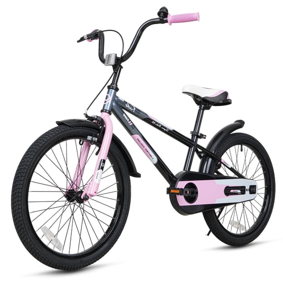 Hykolity Kids Bike Boy Girl Bicycle 20 inch for Children Age 6-12 Height 48-62" Child Sport Bike BMX Handbar includes Training Wheel Black Pink