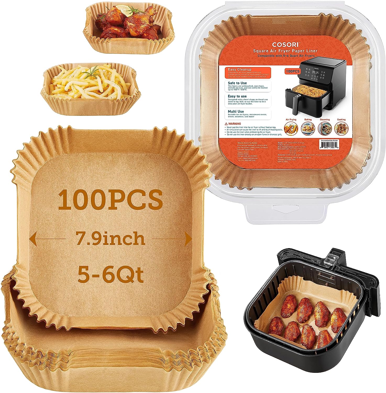Mini Air Fryer 2.1 Qt, 4-in-1 with 100 PCS Paper Liners, Compact & Quiet Cooking