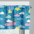 thumbnail image 3 of Ambesonne Cartoon Valance Pack of 2, Style Clouds Dots, 54"X12", Sea Blue Pastel Yellow, 3 of 5