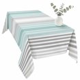 thumbnail image 2 of Aqua Gray Stripes Table Cloth Waterproof Tablecloths, Minimalist Gradient Lines Aesthetic Tablecloth Dining Table Cover for Kitchen Party Tabletop Outdoor, Rectangle Tablecloth 60x120 Inch, 2 of 9