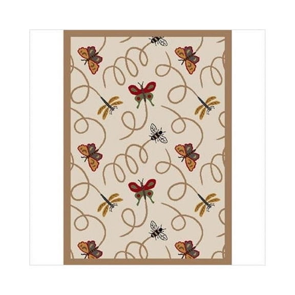 Wing Dings Beige 3 ft.10 in. x 5 ft.4 in.  WearOn Nylon Machine Tufted- Cut Pile Nature Rug
