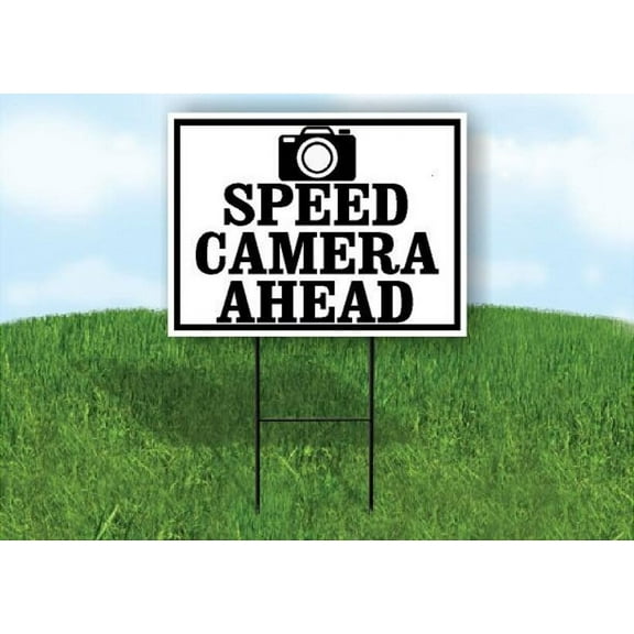 Speed Camera Ahead Black Yard Sign Road Sign (Excluding Stand) SIZE: 8" x 12"