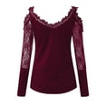 thumbnail image 4 of USSUMA Sexy Tops for Women Trendy Going Out Western Aztec Printed Lace Shirt Long Sleeve V-Neck Dressy Casual Lace Blouse, 4 of 6