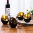 thumbnail image 1 of Juego de 4 copas negras para vino sin tallo, en color negro mate y dorado. Vasos negros de vidrio, en acabado mate y dorado, 1 of 9