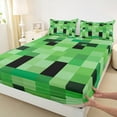 thumbnail image 3 of Feelyou Pixel Grid Miners Twin Sheet Sets, Cartoon Gaming Gamer Twin Fitted Sheet, Teens Kids Boys Girls Flat Sheet, Lightweight Room Decor, 3 Pieces, 3 of 7
