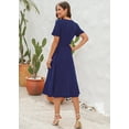 thumbnail image 4 of Women summer midi V-Neck dress (Navy Blue, S), 4 of 5