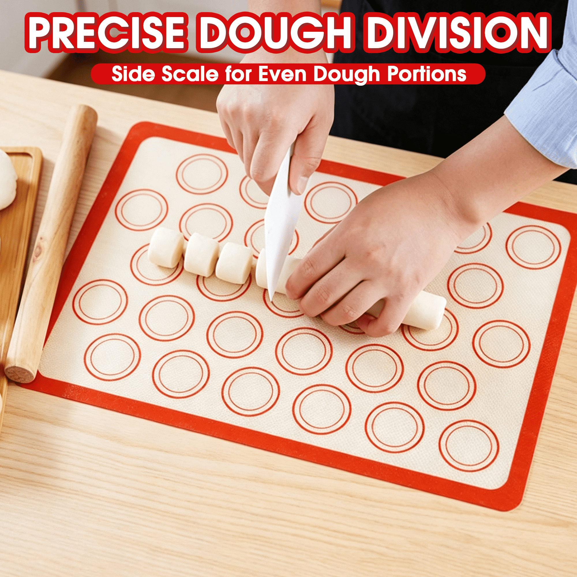 6 Pack Silicone Baking Mat Set, Silicone Baking Sheet, 3 Silicone Pastry Mats for Rolling Dough, 3 Macaron Baking Mats for Oven Baking