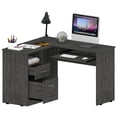 thumbnail image 6 of Depot E-Shop Idra L-Shaped Desk with Keyboard Tray, 2 Drawers, and Open Shelf, Smokey Oak, 6 of 7