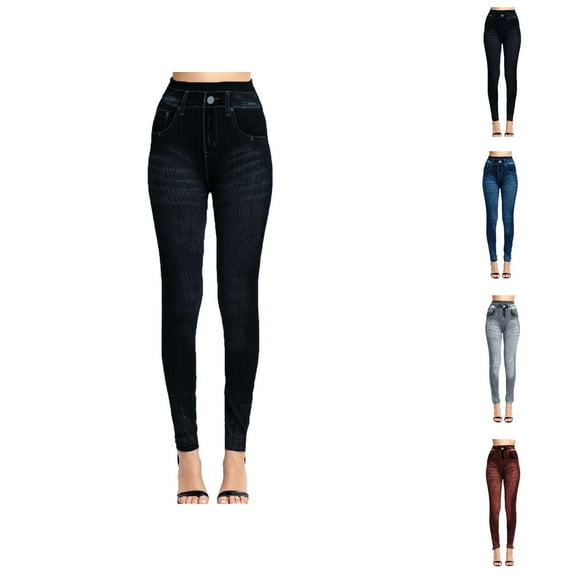 Jean Leggings for Women 2025 High Waisted Slim Fit Stretchy Yoga Pants with Pockets Women Tights