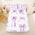 thumbnail image 5 of Manfei Purple Ribbon Bow Queen Sheet Sets For Girls,Kawaii Dreamy Bowtie Pattern Bed Set,4-Piece, 5 of 6