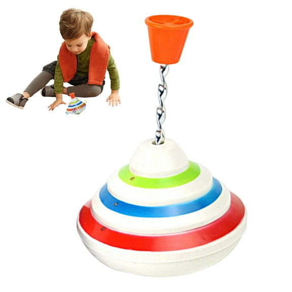 Joernso LED Light-Up Spinning Top with Music Battery Operated Educational Kids Manual Push Flashing Spinning Top Gyroscope Toy Toddlers Boys Girls Gift Party Favors