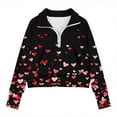 thumbnail image 4 of Valentine's Day Sweatshirt for Girls, Hearts Print Oversized Half Zip Hoodie with Pocket, Kids Warm Pullover for Valentine's Gifts & Casual Wear, 6-12 Years,Size 5 T, 4 of 5