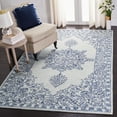 thumbnail image 2 of SAFAVIEH Micro-Loop Leann Medallion Wool Area Rug, Ivory/Blue, 5' x 5' Square, 2 of 7