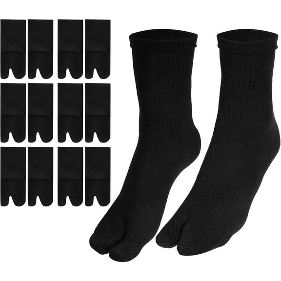 6 Pairs Tabi Socks, Elastic Flip Flop Socks Cotton Split Toe Sock Non Slip Black Big Toe Sock for Women Men