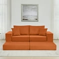 thumbnail image 2 of 80" Skin-Friendly Corduroy Fluffy Modular Sectional Loveseat Sofa, Modern Mid-century Modular Sofa with Flexible Combination, Deep Seat Cloud Sectional Couch with No Assembly for Living Room, Orange, 2 of 9