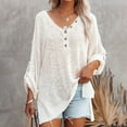 thumbnail image 2 of JINMGG V Neck Sweaters for Women Fall Winter Clearance,Women Casual Solid Knitting Buttons Long Sleeve V-Neck Sweaters Tops, 2 of 8