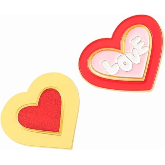 2-Piece Heart Shape Alloy Brooches, Fashion Lapel Pins for Coat, Scarf, Bag Decoration
