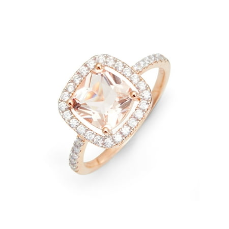 Morganite Cushion Cut Rose Gold Engagement Ring