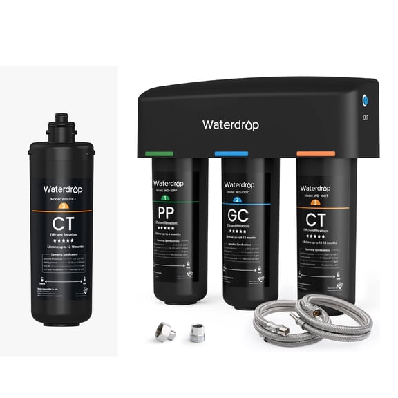 Waterdrop TSA 8 Layer Under Sink Water Filter System, WD-10CT Under Sink Water Filter, Reduces PFAS, PFOA/PFOS, Fluoride, Chlorine, Bad Taste & Odor, NSF/ANSI 42 Certified Element