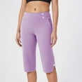 thumbnail image 2 of BXINGOHAI Capri Pants for Women 14" Knee Length Wide Leg Yoga Capris Dressy Casual Summer Crop Pants with Pockets Purple S, 2 of 8