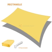 Sunshades Depot 20' x 20' Square Waterproof Knitted Shade Sail Curved Edge Yellow 180 GSM UV Block Shade Fabric Pergola Carport Canopy Replacement Awning Customize Available