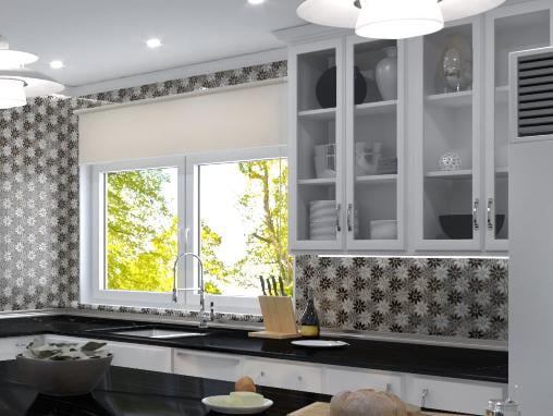 Fresh Ticia Gray Floral Pattern Polished Glass Mosaic Wall and Floor Tile
