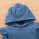 thumbnail image 4 of Gibobby Sudadera con capucha y pantalones para niños Tops de manga para bebés conjuntos de volantes, conjuntos para niñas pequeñas, pantalones de con orejas(Azul,12-18 Meses), 4 of 5