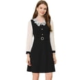 thumbnail image 1 of Vestido Midi Elegante Allegra K con Panel De Contrato y Cuello En V para Mujer Negro S, 1 of 6