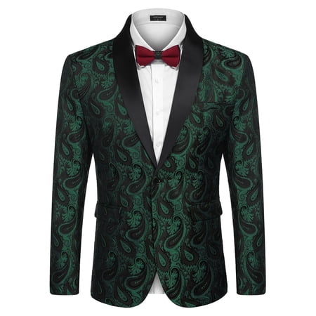 COOFANDY Mens Floral Tuxedo Jacket Paisley Shawl Lapel Suit Blazer Jacket for Dinner