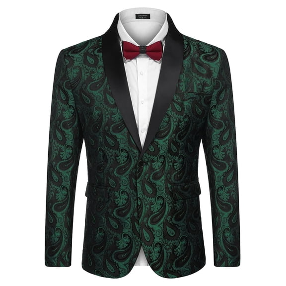 COOFANDY Mens Floral Tuxedo Jacket Paisley Shawl Lapel Suit Blazer Jacket for Dinner