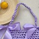 thumbnail image 2 of Bolso Punto Ganchillo Con Lazo para Mujer Hombro Color Sólido Ir Compras () Púrpura, 2 of 3