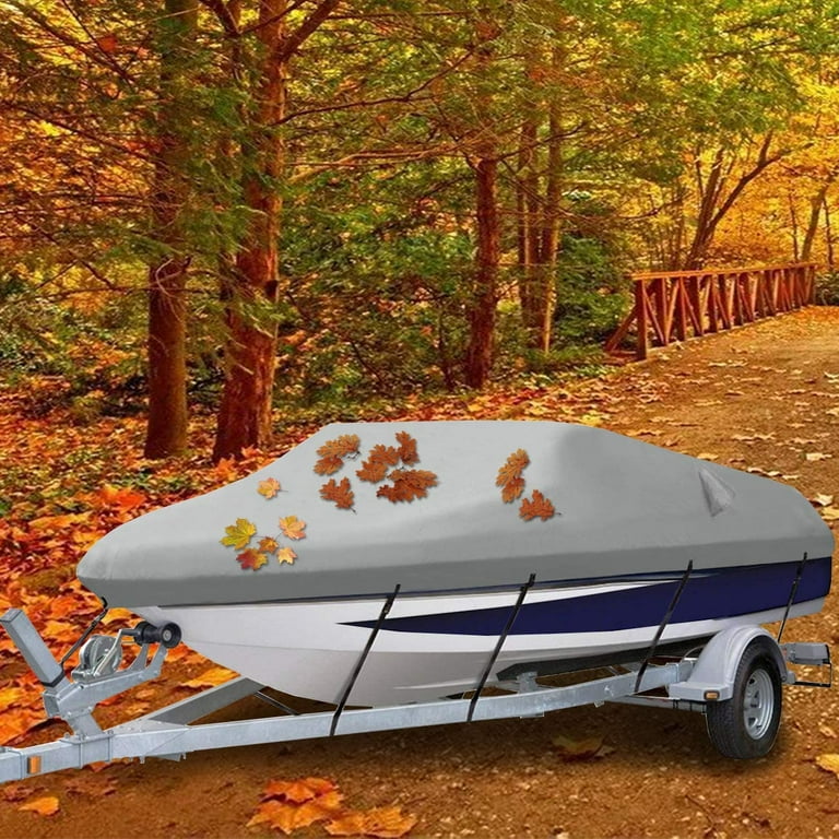 YimSting 1200D Waterproof Boat Cover - Fits 16' To 18.5' Ft Bass, V