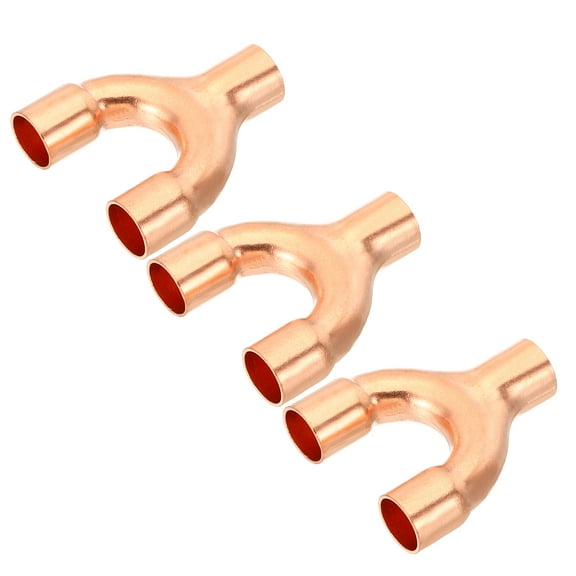 Uxcell 5/16 Inch ID Copper Fitting, 3Pcs 3 Way Y Type 99.9% Pure Copper Pipe Fitting Welding Connection for HVAC