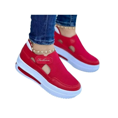 

Zodanni Women Comfy Round Toe Shoes Women s Daily Soft Wedge Lightweight Sneakers