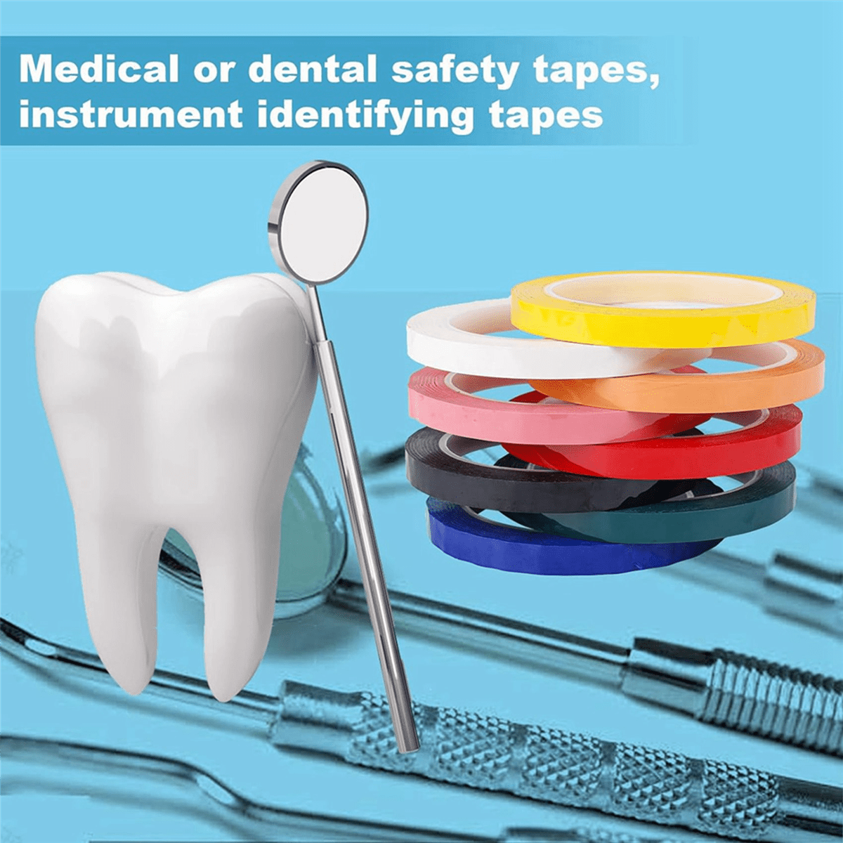 24 Rolls Colors Autoclave Tape 216 Ft/L X 0.4 In/W Instruments Identification Tape Autoclavable 270 Fahrenheit
