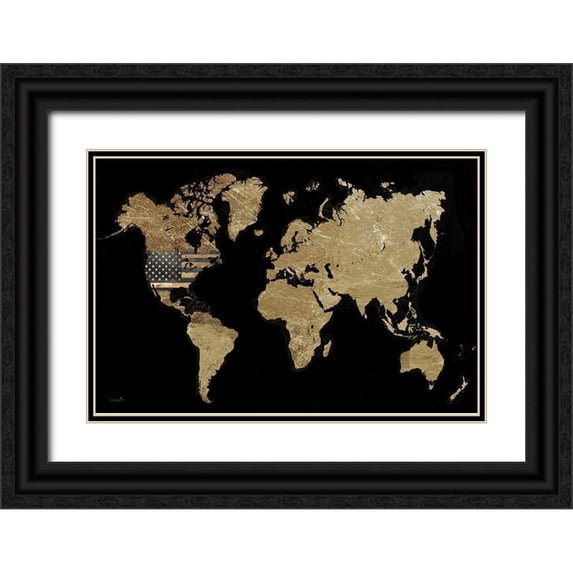 Sophie 6 32x23 Black Ornate Wood Framed with Double Matting Museum Art Print Titled - America in the World
