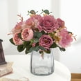 thumbnail image 3 of Artificial Peonies Silk Flowers Bouquet,11.4 Inch Artificial Silk Peony Mixed Flower Bouquet,Faux Peony Bouquet,Rose Flower Table Centerpiece,Fake Plastic Flower For Vase,Party Home Decoration,B, 3 of 9