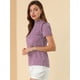 thumbnail image 4 of INSPIRE CHIC Blusa Tops De Lunares Volante Fruncido Manga Corta Cuello Alto Para Mujeres Morado XS, 4 of 6